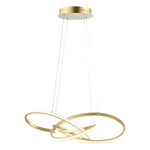 Alexia 25 in. 36-Watt 1-Light Gold Painting Abstract Integrated LED Metal Adjustable Pendant Light
