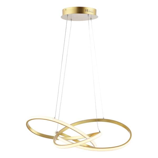 Alexia 25 in. 36-Watt 1-Light Gold Painting Abstract Integrated LED Metal Adjustable Pendant Light