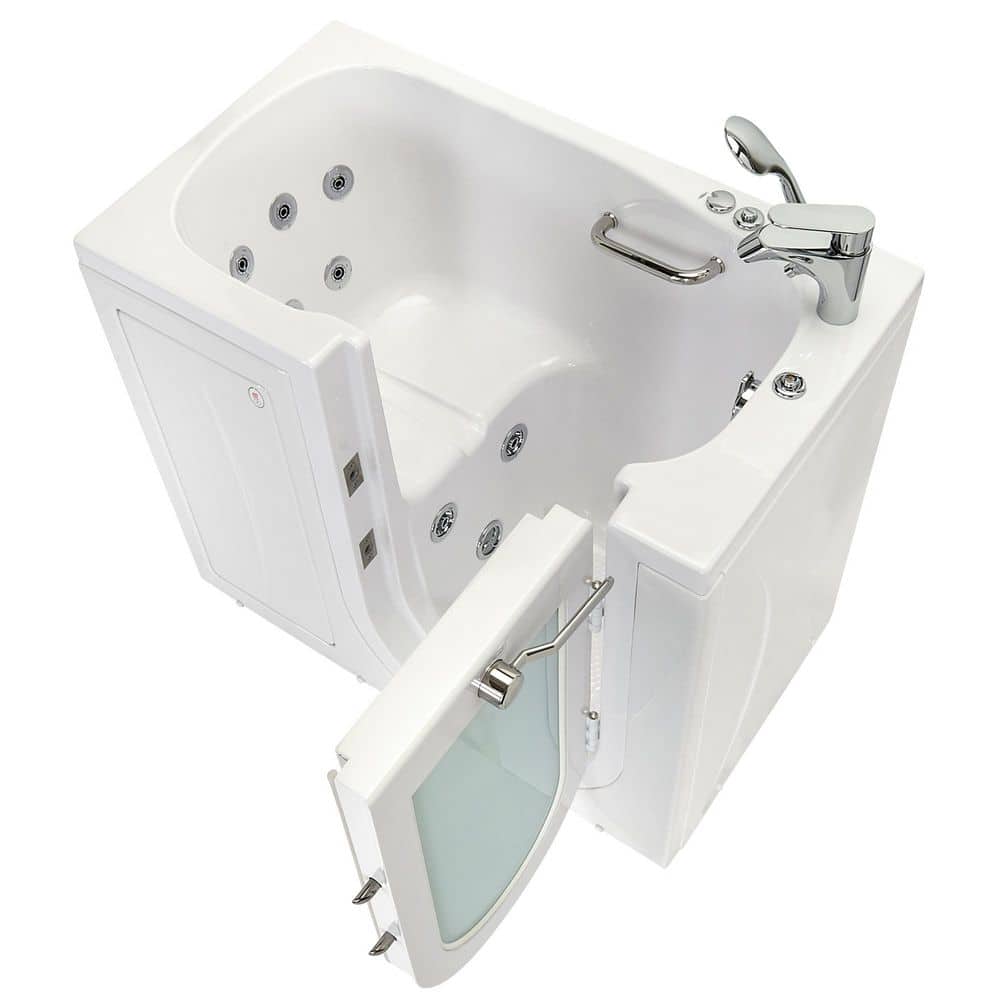 Ella Big4One 66 in. MicroBubble, Whirlpool and Air Bath Walk-In Bathtub in  White, Independent Foot Massage, Dual Drain OA3366TM5PL - The Home Depot