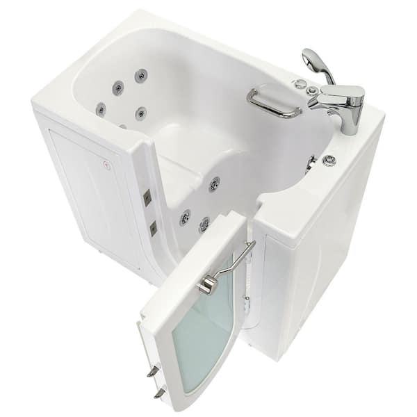 Ella Mobile 45 in. x 26 in. Walk-In Whirlpool & Air Bath Bathtub in White, Outward Door,Digital,Heated Seat,Fast Fill & Drain