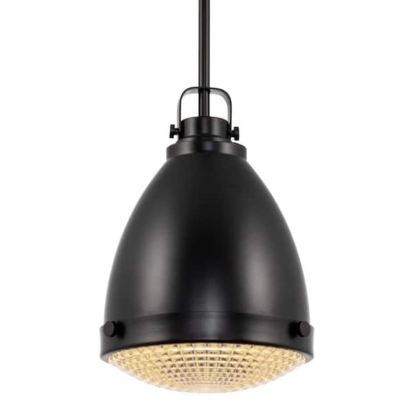 Kira Home Beacon 60-Watt 1-Light Black Industrial Pendant Light with Black Shade, No Bulb Included