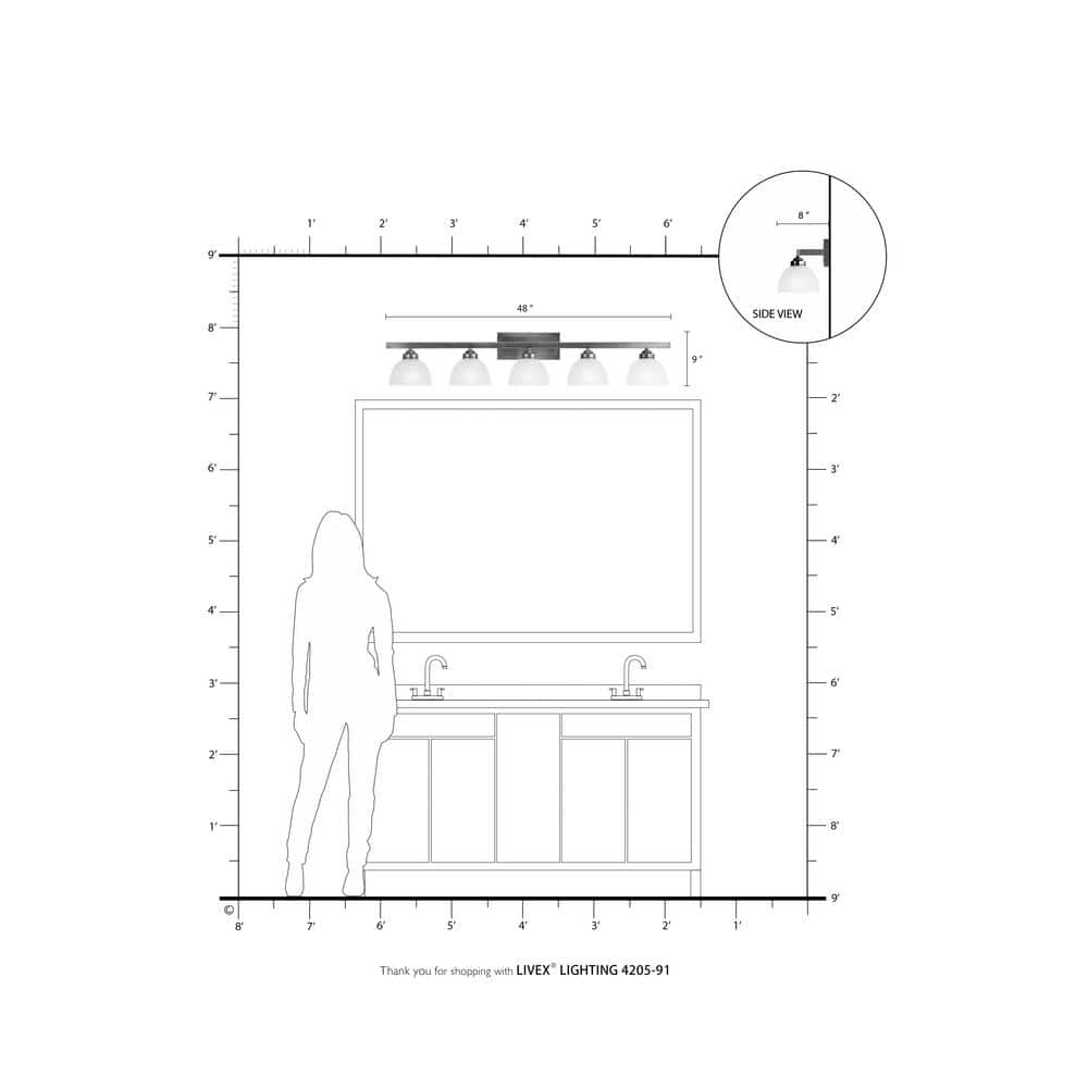 Somerset Brushed Nickel 5-Light Bath Vanity with Satin Glass