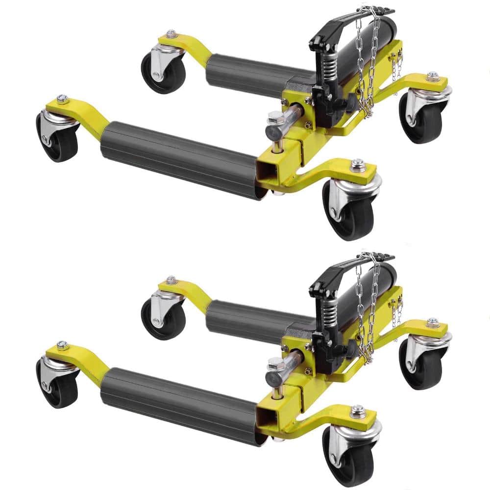2 Piece Yellow Heavy Duty Hydraulic Car Wheel Dolly Set with Ratcheting Foot Pedal for Trucks, RVs, Trailers, Garage price history on PriceWatchPro