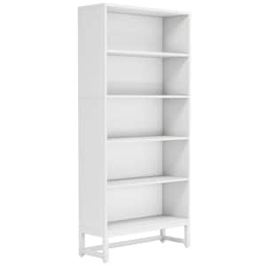 Frailey 31.5 in. White Free-Standing Large 6-Tier Open Display Shelves Bookshelf Storage Rack, Library Etagere Bookcase