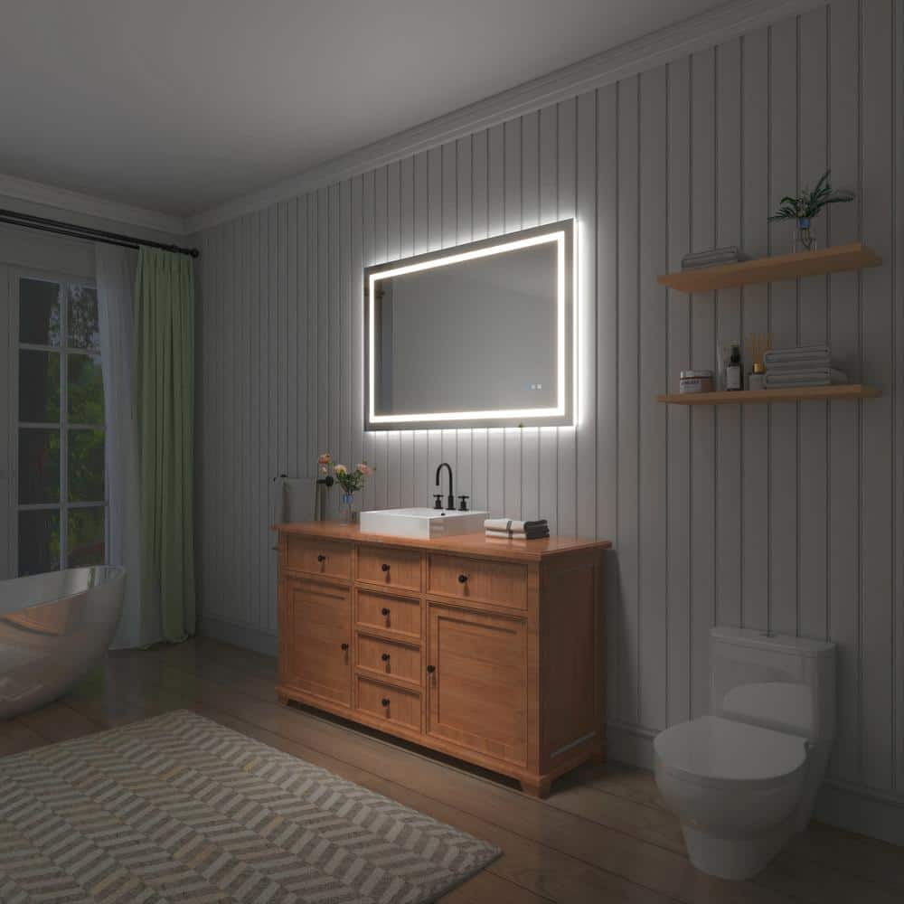 48" Frameless Rectangular LED Bathroom Vanity Mirror
