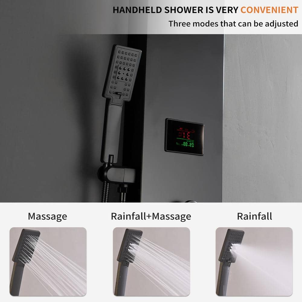 Matte Black 59'' Multi-Function Shower Panel System