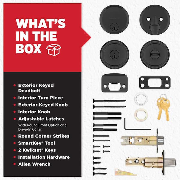 Kwikset Sora Matte Black Keyed Entry 2.19 in. Door Knob and Single