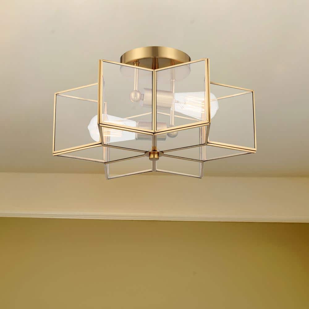 Brass Dust Star-Shaped LED Vanity Flush Mount Light 16.14''