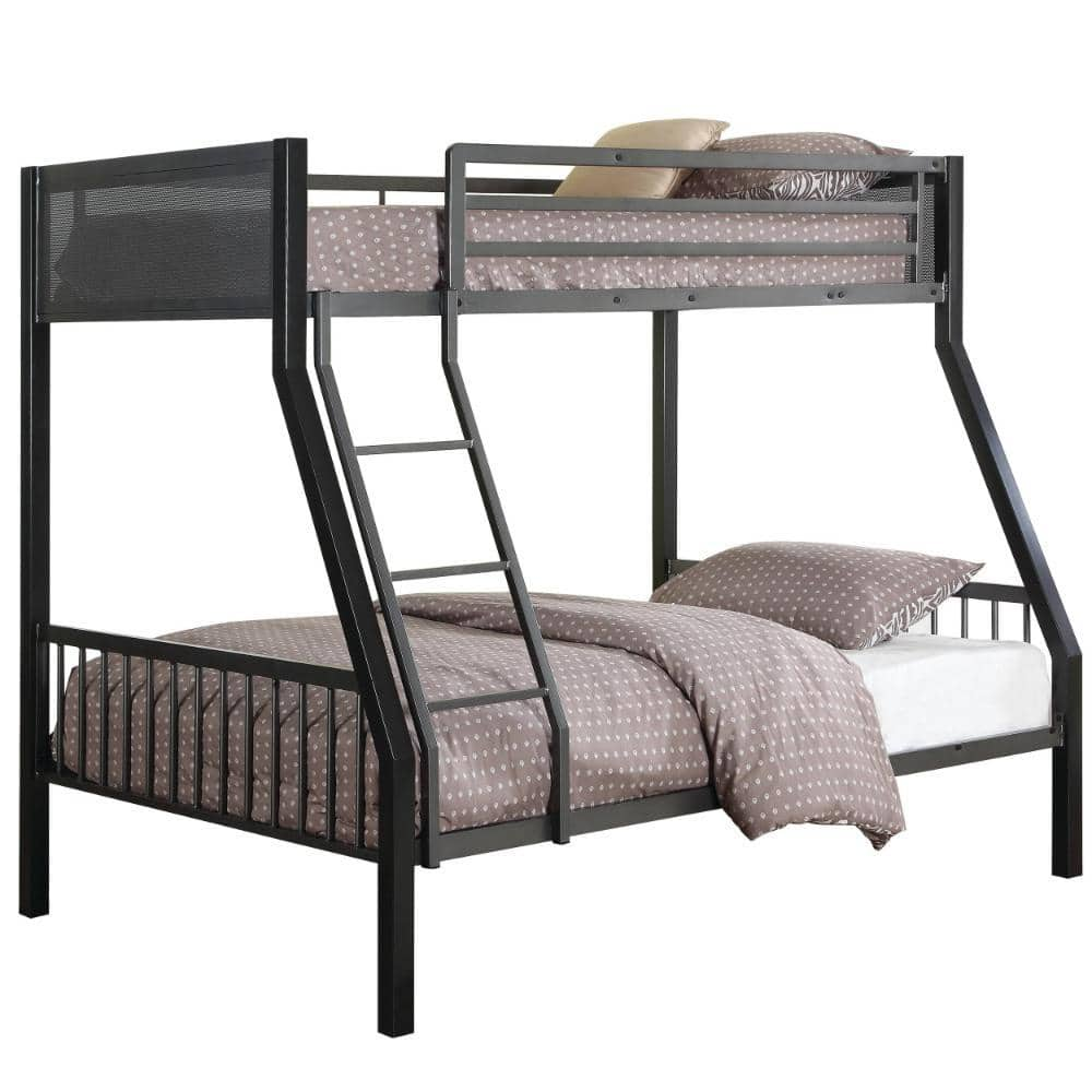 Benjara Black And Gray Twin Over Full Adjustable Bunk Bed With Metal ...