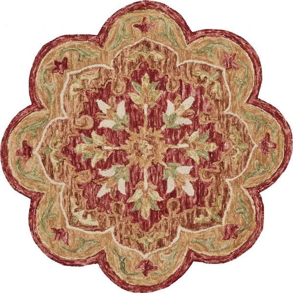 HomeRoots Bernadette Red 4 ft. Round Area Rug