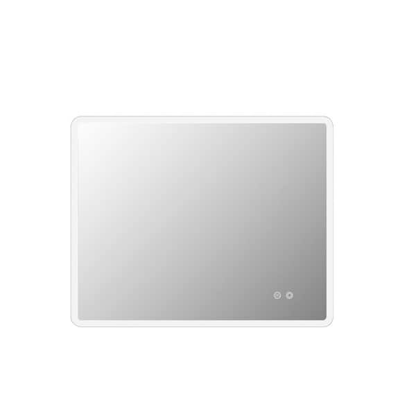 WarmieHomy 29.5 in. W x 23.6 in. H Modern Wall Mounted Glass Framed LED Backlit Anti-Fog Rectangular Bathroom Vanity Mirror