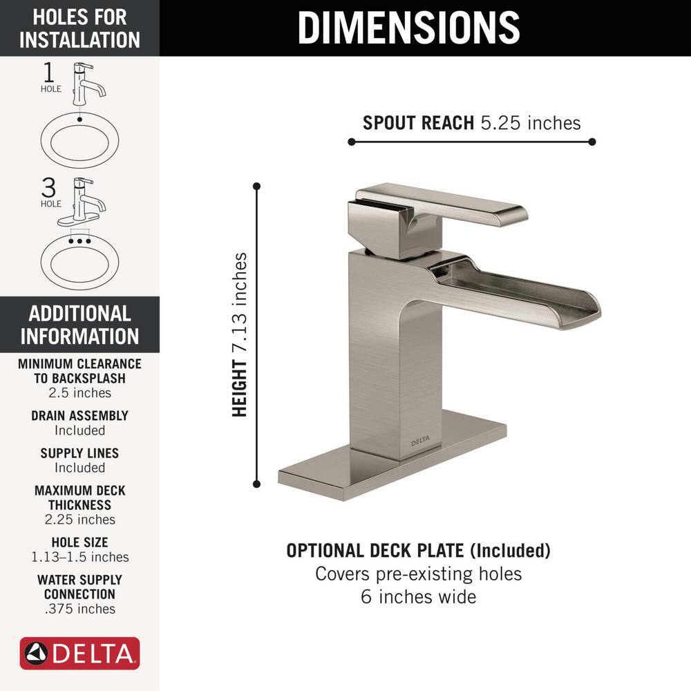 Stainless Steel Single Hole Modern Bathroom Faucet with Brass Handle