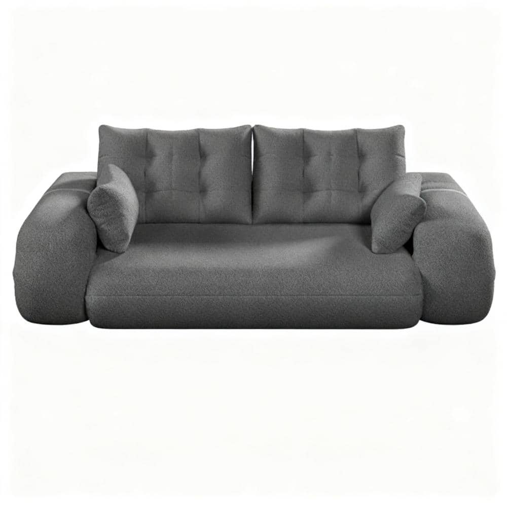78.7 in. Grey Teddy Fabric 2-Seat Foldable Sofa Bed with Pillows, Multi-Functional Sleeper for Living Room price history on PriceWatchPro