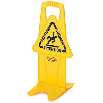 Rubbermaid Commercial Products Stable Wet Yellow Floor Sign