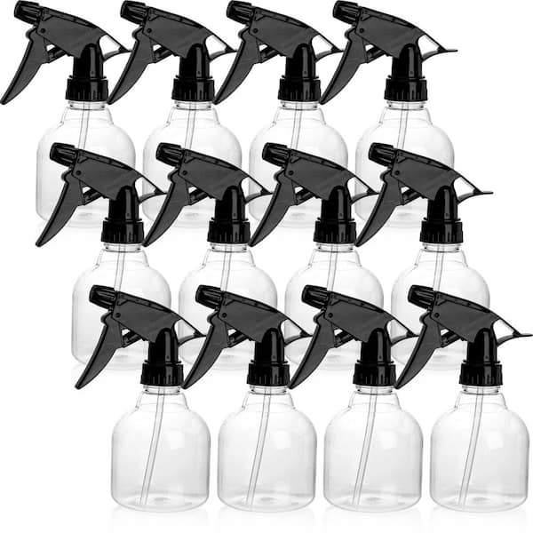 8 oz. Plastic Spray Bottle with Adjustable Nozzle for Water, Kitchen, Bath, Beauty, Hair, and Cleaning (12-Pack)