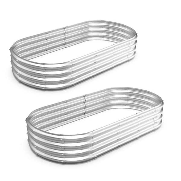 72 in. L x 36 in. W x 12 in. H Metal Silver Raised Garden Bed (Sef of 2)