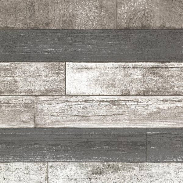 Brewster Dustin Grey Wood Paper Strippable Roll Wallpaper (Covers 56.4 sq. ft.)