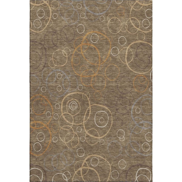 Mayfield Premium Machine Washable Abstract AMF2408 Brown 5 ft. x 7 ft. 6 in. Area Rug