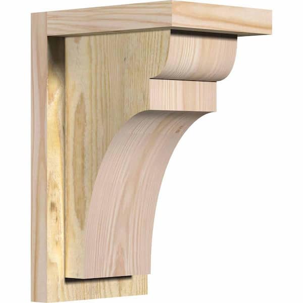 Ekena Millwork 6 in. x 8 in. x 12 in. Douglas Fir Yorktown Rough Sawn Corbel with Backplate