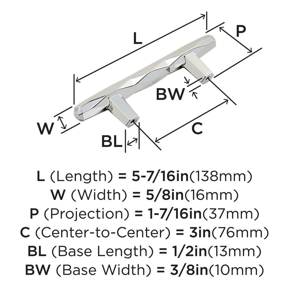 Polished Nickel Modern Bar Cabinet Pull with Mounting Hardware