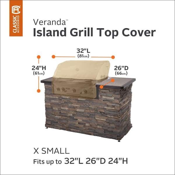 Veranda 32 in. L x 26 in. D x 24 in. H Grill Top Cover in Pebble