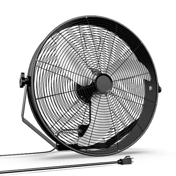 High Velocity Air Circulator 18 in. 3 fan speeds Wall Fan in Black w/Rack, Industrial/Commercial Metal Ventilation Fan