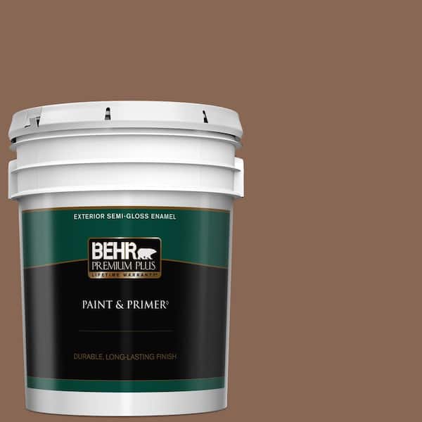 BEHR PREMIUM PLUS 5 gal. #PPU3-17 Clay Pot Semi-Gloss Enamel Exterior Paint & Primer
