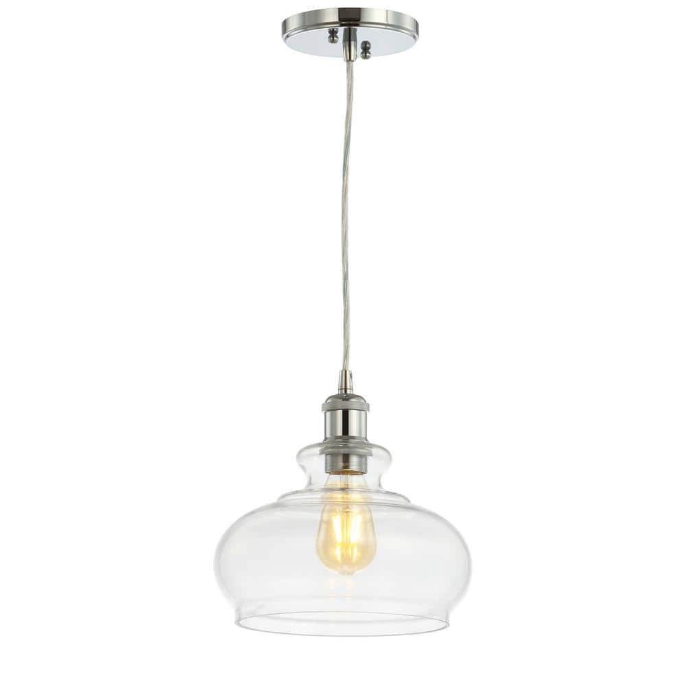 Wyatt 9.5" Chrome Polished Clear Glass LED Pendant Light
