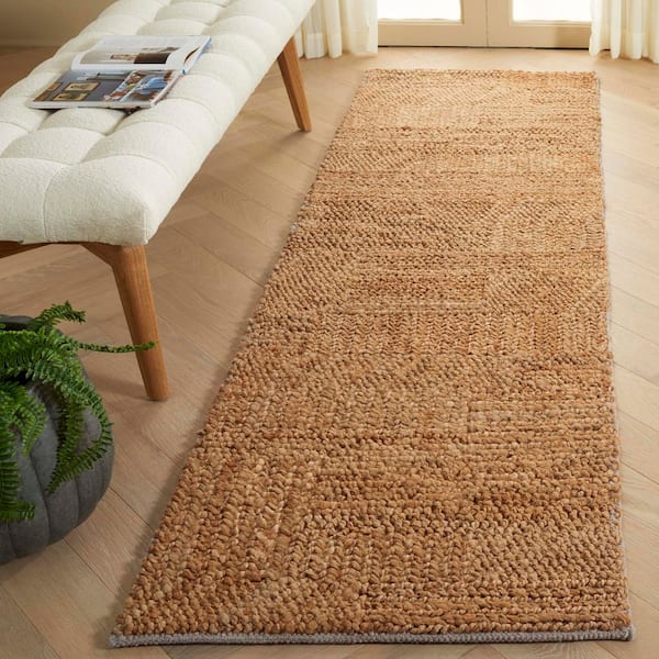 Natural Fiber 2 ft. x 8 ft. Natural Geometric Woven Solid Runner Rug