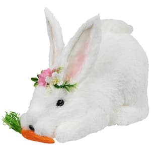 Easter Rabbit with Carrot Figurine-9.25 in. -White