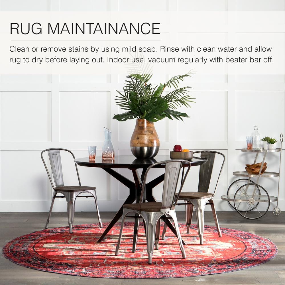 Leighton Medallion Red & Blue Synthetic Area Rug 24"x36"