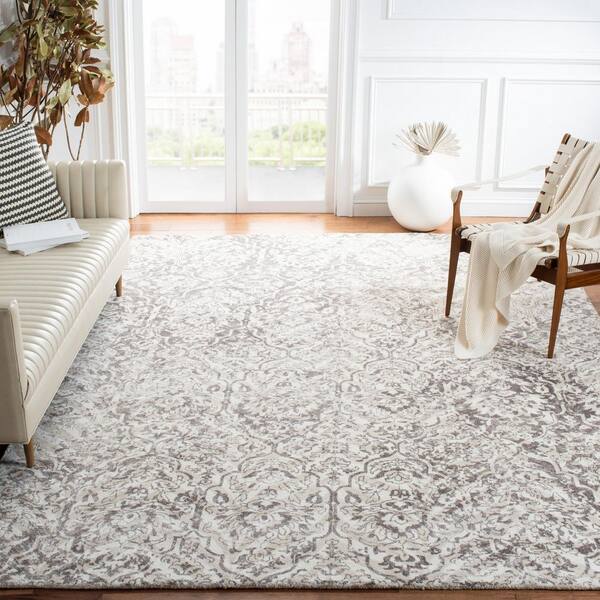 Restoration Vintage 8 ft. x 10 ft. Beige/Ivory Distressed Herringbone Area Rug