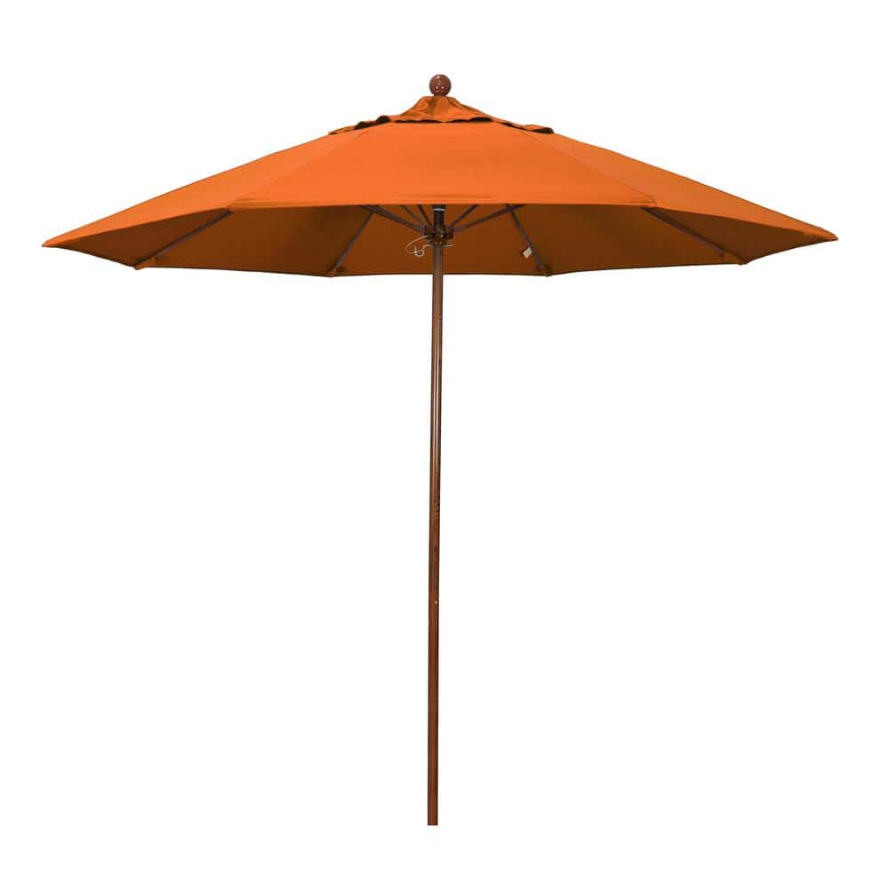 9 ft. Woodgrain Aluminum Commercial Market Patio Umbrella Fiberglass Ribs and Push Lift in Tuscan Pacifica, image size:1000x1000