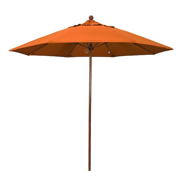 California Umbrella 9 ft. Woodgrain Aluminum Commercial Market Patio Umbrella Fiberglass Ribs and Push Lift in Tuscan Pacifica
