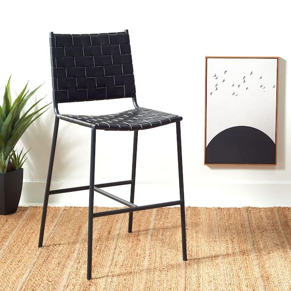 Olenna Black Woven Bar Stool