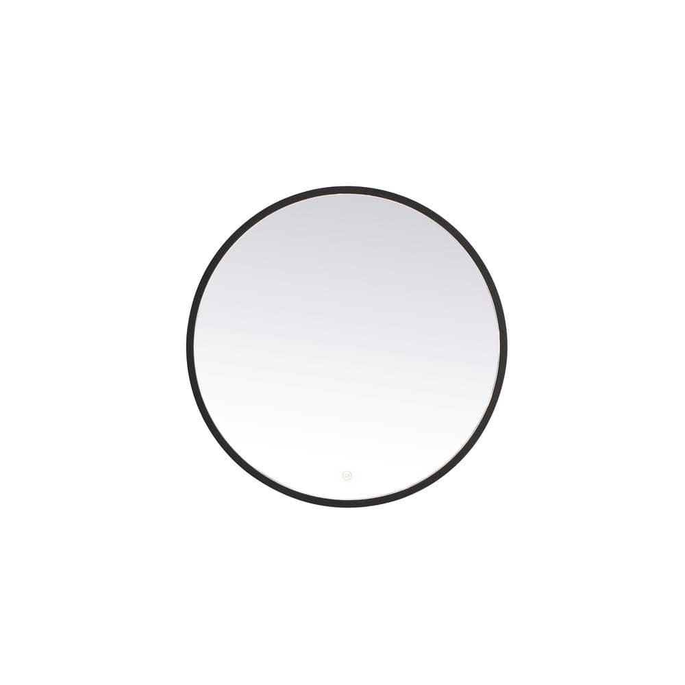 Timeless Home 28 in. W x 28 in. H Aluminum Black LED Mirror