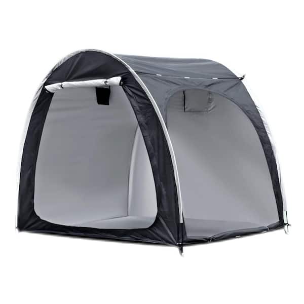 Portable Outdoor Cycling Bike Storage Shed Tent Gray Double Door Thick Silver Oxford Fabric Anti UV