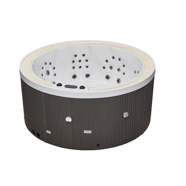 Oscar 6-Person 52-Jet Round Hot Tub with Cloud Gray Interior and Bluetooth