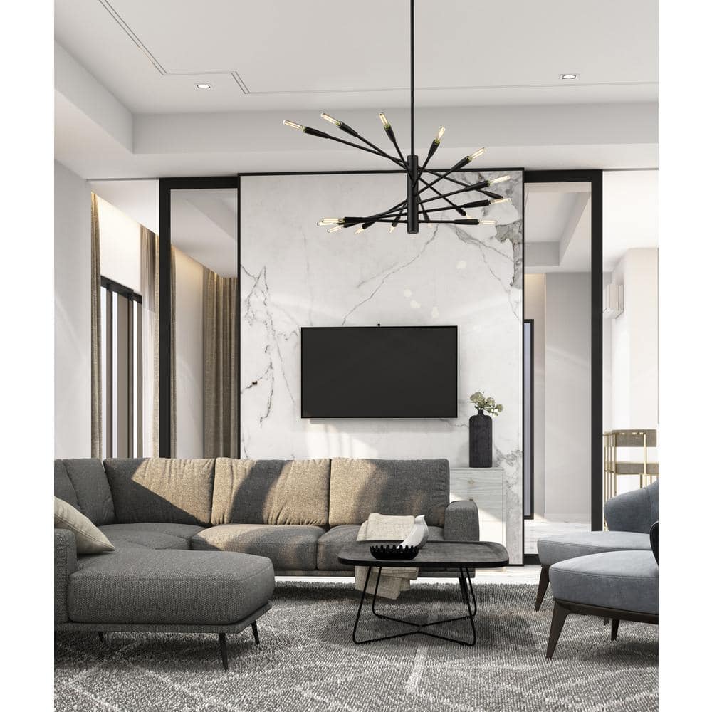 Ascension Matte Black 16-Light Adjustable Arm Chandelier
