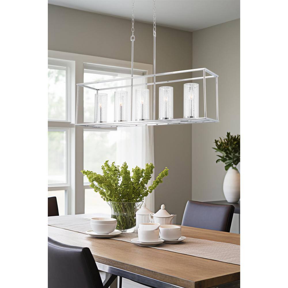 Keller 41'' Chrome Linear Island Light with Seeded Glass Shades