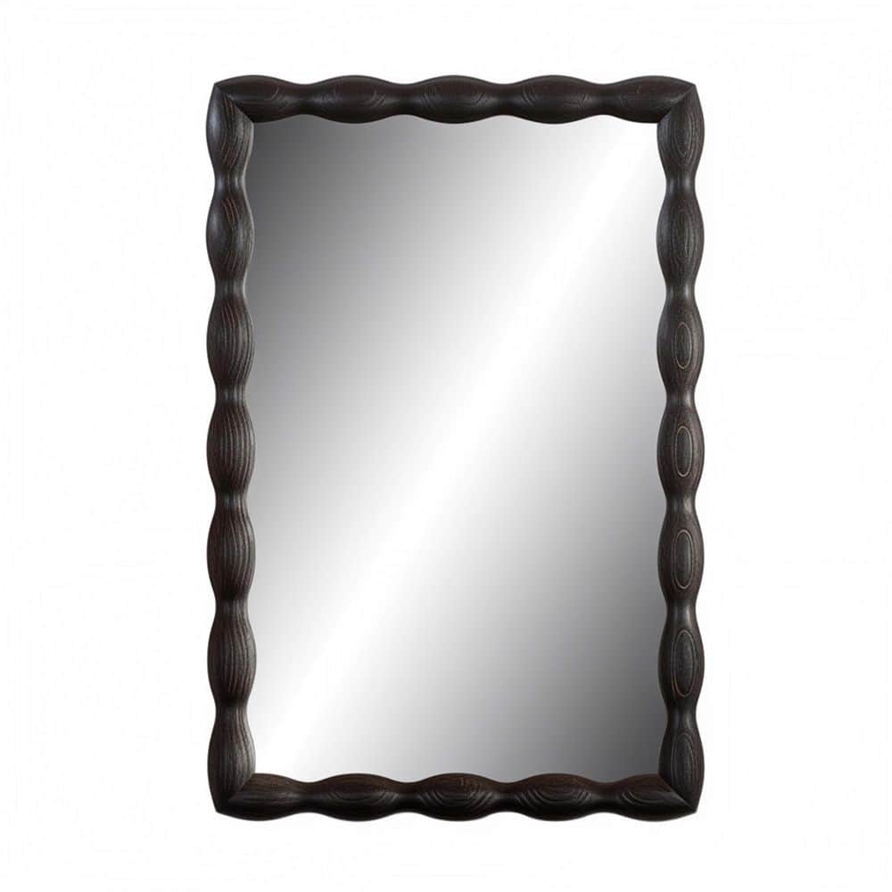 24 in. W x 36  in. H Modern Rectangular Black Unique Scalloped Framed Wall Mounted Bathroom Vanity Mirror price history on PriceWatchPro