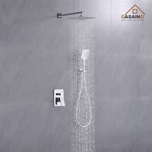 3-Spray Patterns 9.8 in. Wall Mount Dual Shower Heads in Spot Resist Chrome