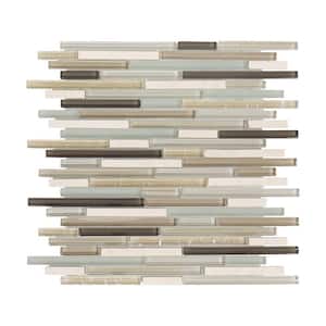 Cocoa Mint 11.5 in. x 11.625 in. Interlocking Textured Glass Mosaic Tile (9.28 sq. ft./Case)