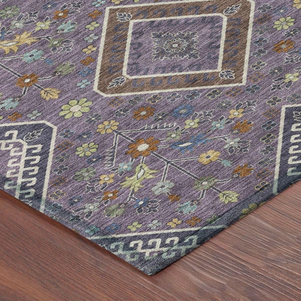 Chantille Machine Washable Indoor/Outdoor Abstract ACN2459 Plum 8 ft. x 10 ft. Area Rug