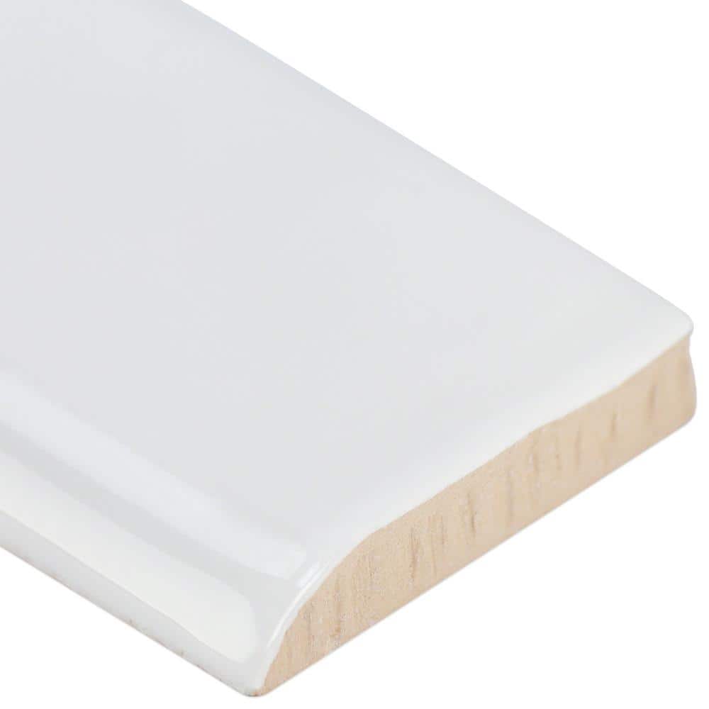 Brookline White 2x10 Polished Ceramic Bullnose Tile