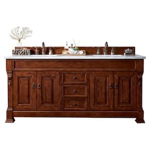 Brookfield 72 in. W x 23.5 in. D x 34.3 in. H Double Bath Vanity in Warm Cherry with  Arctic Fall Top
