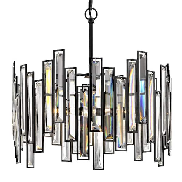 Fifth and Main Lighting Madison 18 in. 3-Light Aged Bronze Chandelier with Crystal Prisms