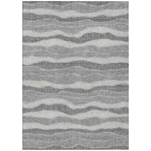 Chantille Machine Washable Indoor/Outdoor Abstract ACN2849 Pewter 9 ft. x 12 ft. Area Rug