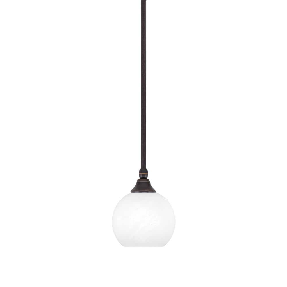Sparta 100-Watt 1-Light Dark Granite Shaded Pendant Light with White Marble