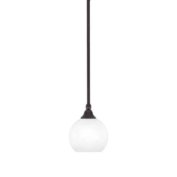 Unbranded Sparta 100-Watt 1-Light Dark Granite Shaded Pendant Light with White Marble Glass, No Bulb Included